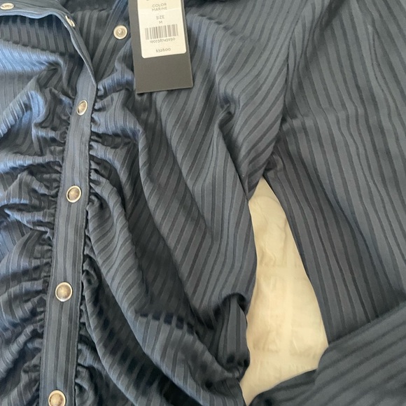 Veronica Beard Davila Blue Asymmetrical Ruched Bodycon Dress in Marine - Picture 10 of 12